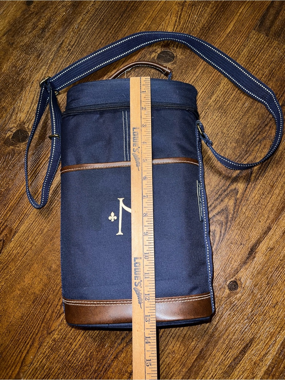 Picnic at Ascot Navy Blue Personalized Insulated Zipper Two Bottle Wine Cooler - Picture 9 of 11